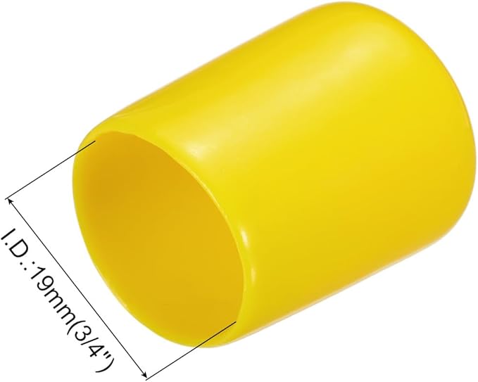 uxcell 20pcs Rubber End Caps 19mm(3/4") ID Vinyl PVC Round Tube Bolt Cap Cover Screw Thread Protectors Yellow - Image 3