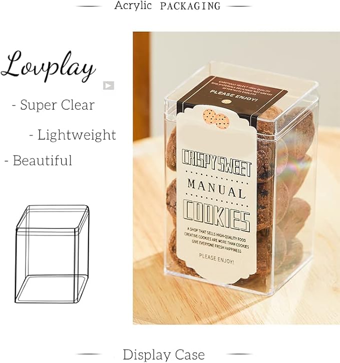 Acrylic Box Clear Display Box with Lid 4 Pieces Small Storage Square Cube Plastic Containers Jewelry Storage Candy Box Wedding Valentine's Day Party Favor Boxes 3.74x2.55x2.16Inch - Image 6