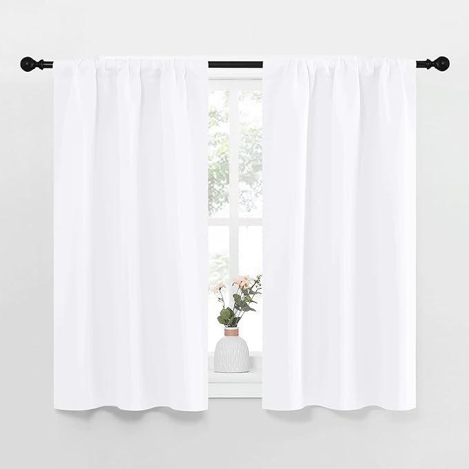 NICETOWN RV Curtains for Camper Windows, White Kitchen Window Drapes, Home Decoration Light Filtering for Small Window (34 Inches Wide by 40 Inches Long, 1 Pair) by NICETOWN