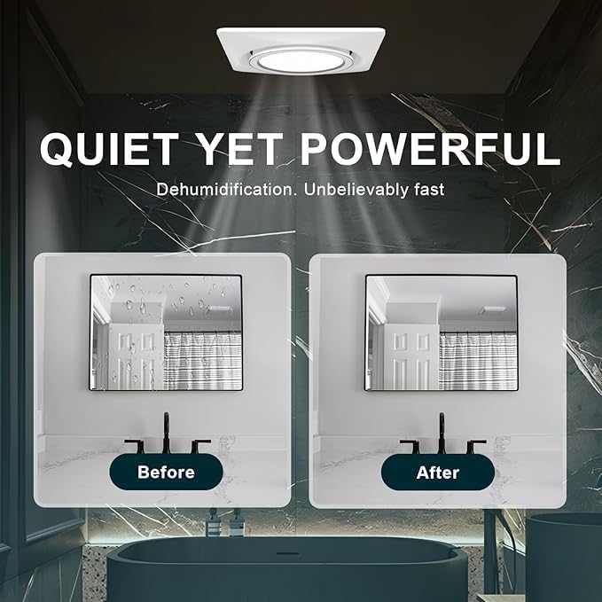Bathroom Exhaust Fan with Light, 12 INCH, Upgraded Quiet Circular Vent Fans with LED Light, 141 CFM, for Bathroom, Office, Home - Image 6