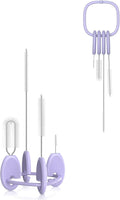 YOTIME Standing Straw Cleaner Brush Set, 4in1 Reusable Straw Brushes with Holder Ring, for Baby Bottles, Sippy Cups and Lids, Purple by YOTIME