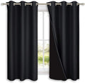NICETOWN Complete 100% Blackout Curtain Set, Thermal Insulated & Energy Efficiency Window Draperies with Black Liner, Noise Reducing Short Curtains for Kids Room (Black, 42"W by 63"L, Double Panels) by NICETOWN