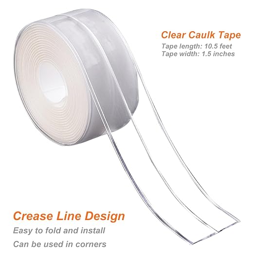 Clear Caulk Tape for Kitchen & Bathroom, Countertop Sink Tub Shower Caulk Strip Self Adhesive Caulking Sealant Waterproof, Toilet Bowl Stick on Gel, Bathroom Accessories - Image 2