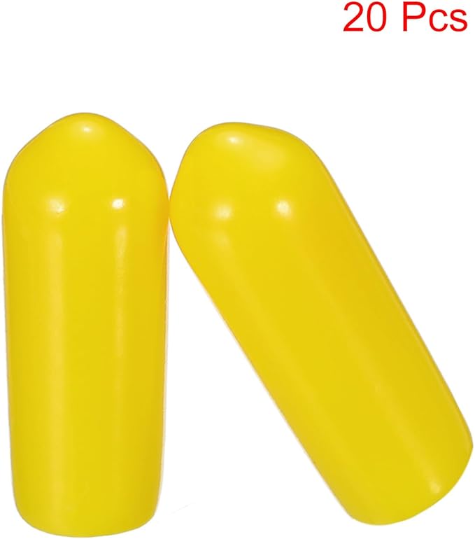 uxcell 20pcs Rubber End Caps 5mm(3/16") ID Vinyl PVC Round Tube Bolt Cap Cover Screw Thread Protectors Yellow - Image 2