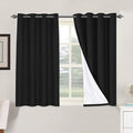 H.VERSAILTEX 100% Blackout Curtains for Bedroom Thermal Insulated Linen Textured Curtains Heat and Full Light Blocking Drapes Living Room Curtains 2 Panel Sets, Black, 52x45 Inch by HVERSAILTEX