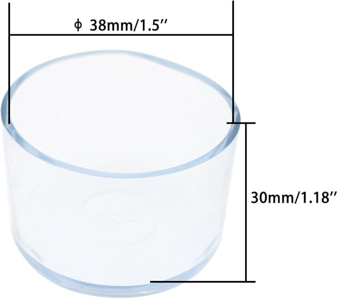 Round Chair Leg Caps,PVC Furniture Feet Covers,TTZEZE Transparent Round Floor Protectors,Clear Table Feet Covers Preventing Plastic Chair Leg Covers Scratches and Noise 38mm/1.5'', 12 - Image 2