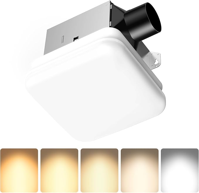 Consciot 50 CFM Bathroom Exhaust Fan with Light, Super Quiet 1.0 Sone, Suitable for mounting Hole 7.68 x 7.36 inches, 1000lm LED Light 5CCT Selectable & Nightlight, Bathroom Vent Fan for Ceiling by Consciot