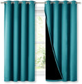 NICETOWN Extra Long Truly Blackout Drapes for Hall and Villa, 46" Width Each Panel, 45" Length, Peacock Teal, 2 Pieces, 100% Blackout Window Curtain Panels with Black Lined for Night Shift Worker by NICETOWN