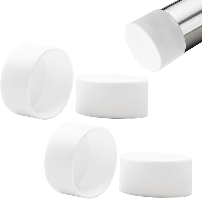 4 Pcs 2-1/2" (63 mm) Round Chair Leg Tips Caps, Silicone Rubber Furniture Leg Floor Protectors, Reduce Noise Folding Metal Chair Leg Cap Replacement for Bar Stool Leg Patio Indoor, White by BOPOREAE