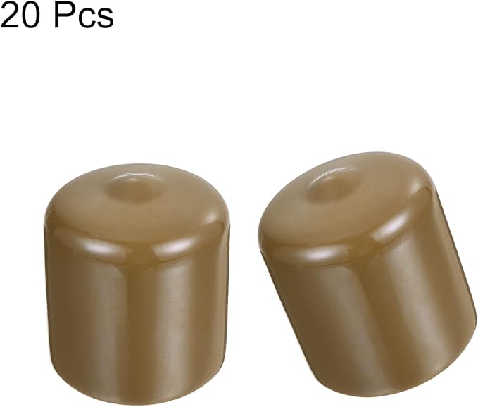 uxcell 20pcs Rubber End Caps 30mm(1 3/16") ID Vinyl PVC Round Tube Bolt Cap Cover Screw Thread Protectors Light Brown - Image 2