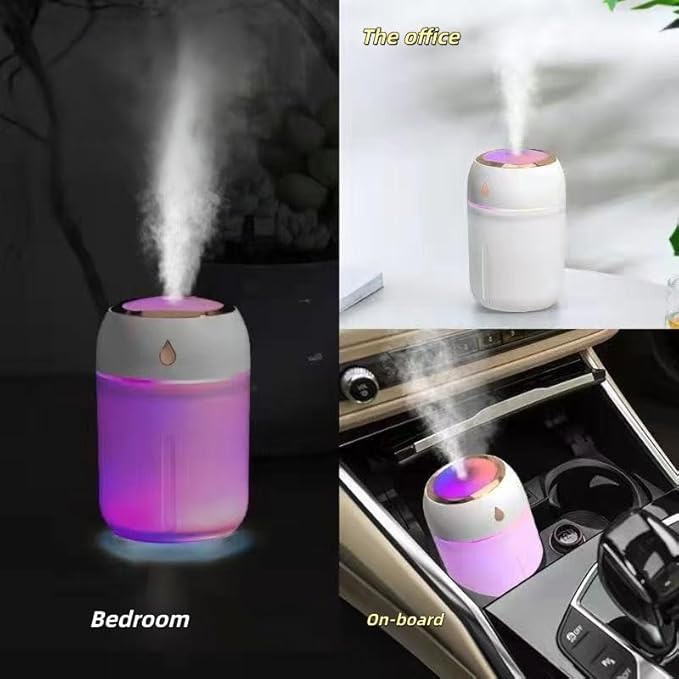 Portable Mini Humidifier for Bedroom, Office, Car, USB Personal Humidifier with LED Lights, 330ML Capacity, Auto Shut-Off, Aromatherapy Diffuser - Image 2