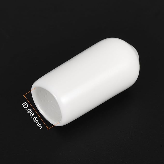 uxcell 20pcs Rubber End Caps 6.5mm ID Vinyl Round End Cap Cover Screw Thread Protectors White - Image 3