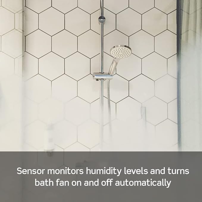 Leviton Dual Combination Humidity Sensor with Separate Light Switch, Automate Bathroom Exhaust Fan, Air Circulation, Moisture Control, Single Pole/Single Pole, ¼ HP, DHD05-1LW, White - Image 3