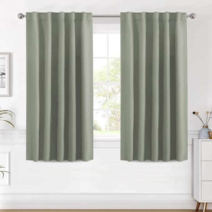 H.VERSAILTEX Blackout Curtains Thermal Insulated Window Treatment Panels Room Darkening Blackout Drapes for Living Room Back Tab/Rod Pocket Bedroom Draperies (2 Panels, Light Sage, 42 x 54 Inch) by HVERSAILTEX