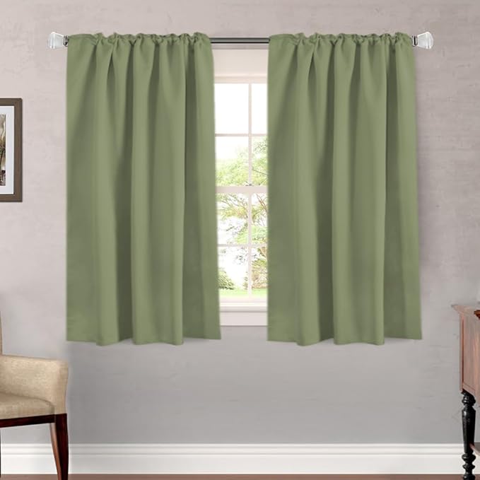 H.VERSAILTEX Blackout Curtains for Living Room Thermal Insulated Window Treatment Panels Room Darkening Blackout Drapes Back Tab/Rod Pocket Bedroom Draperies, 52 x 54 Inch, Sage, 2 Panels - Image 2