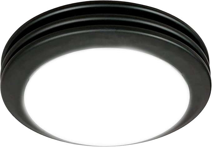 Akicon Ultra Quiet Bathroom Exhaust Fan with LED Light 80CFM 2.0 Sones Round Bathroom Ventilation Fan with Frosted Glass Cover Matte Black Finish (Matte Black) by Akicon