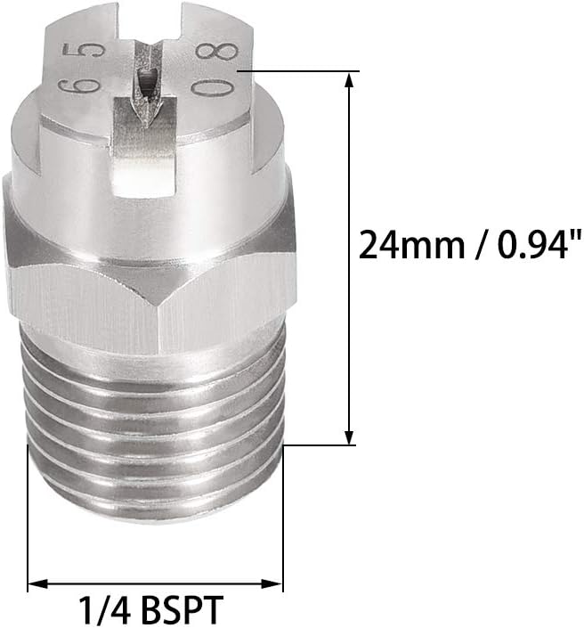 uxcell Flat Fan Spray Tip - 1/4BSPT Male Thread 304 Stainless Steel Nozzle - 65 Degree 1.8mm Orifice Diameter - 2 Pcs - Image 2