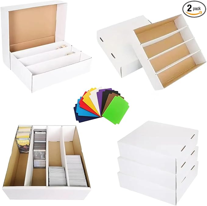 2 Set Sports Card Storage Boxes 3150 Count Bulk Card Trading Cards Collection Box Cardboard Card Storage Box for Card Game Baseball Card Sorting Tray Cases Cards with 10 Dividers Collector by Unknown