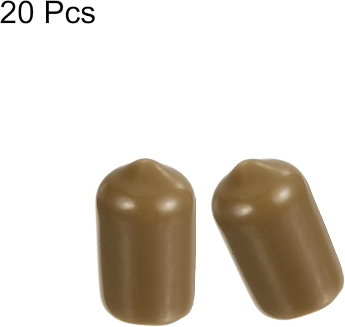 uxcell 20pcs Rubber End Caps 9mm(3/8") ID Vinyl PVC Round Tube Bolt Cap Cover Screw Thread Protectors Light Brown - Image 2