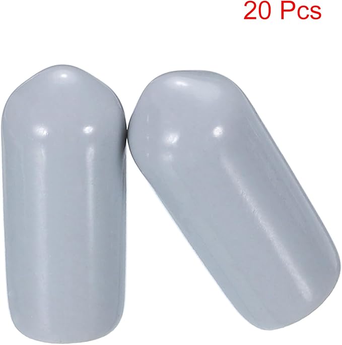 uxcell 20pcs Rubber End Caps 6mm(1/4") ID Vinyl PVC Round Tube Bolt Cap Cover Screw Thread Protectors Grey - Image 2