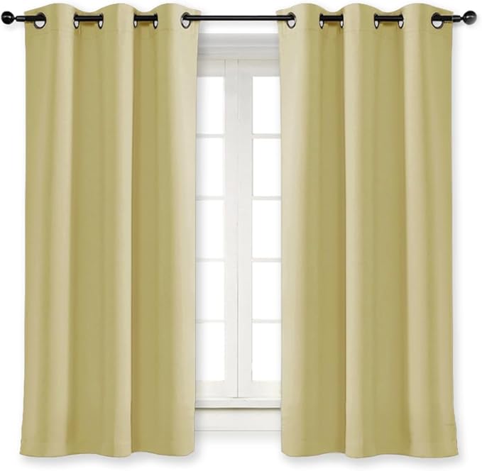 NICETOWN Blackout Curtain Blind for Bedroom, Single Panel, W42 x L54 inches, Paler Yellow, Thermal Insulated Grommet Blackout Room Darkening Drape/Drapery by NICETOWN