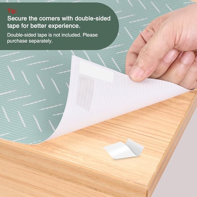 Glotoch Premium Non Slip Shelf Liner, Non Adhesive Drawer Liner, Waterproof Shelf Liners for Kitchen Cabinets, Drawer, Fridge, Wire Shelving, Pantry-17.5" X 360", Heavy Duty, Green Herringbone - Image 2