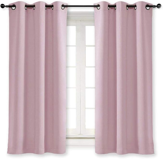 NICETOWN Room Darkening Curtain for Girl's Room Nursery Essential Thermal Insulated Solid Grommet Top Window Treatment Drape (Lavender Pink=Baby Pink, Sold Individually, 42 x 63 inch) by NICETOWN