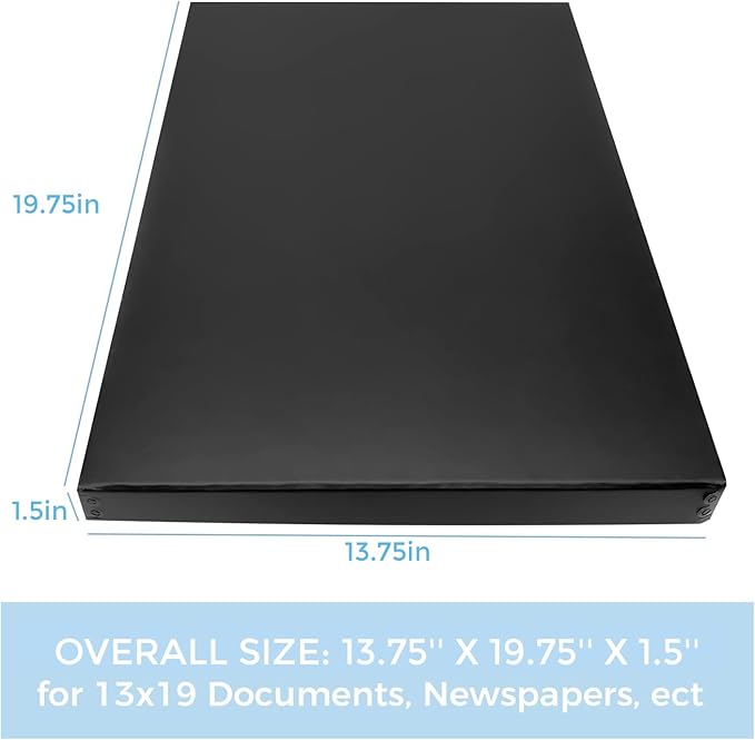 Lineco Museum Archival Storage Box, 13.75x19.75x1.5 in. Drop Front Design. Acid-Free with Metal Edge. Organize Photos, Pictures, Prints, Documents, Crafts, DIY. Black, 1 Pack - Image 2