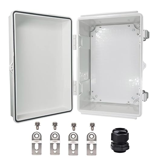 Waterproof Electrical Box, IP67 Junction Box Stainless Steel Latch Hinged Grey Cover Project Enclosure with Wall Bracket 11.8"x7.9"x5.1" by YETLEBOX