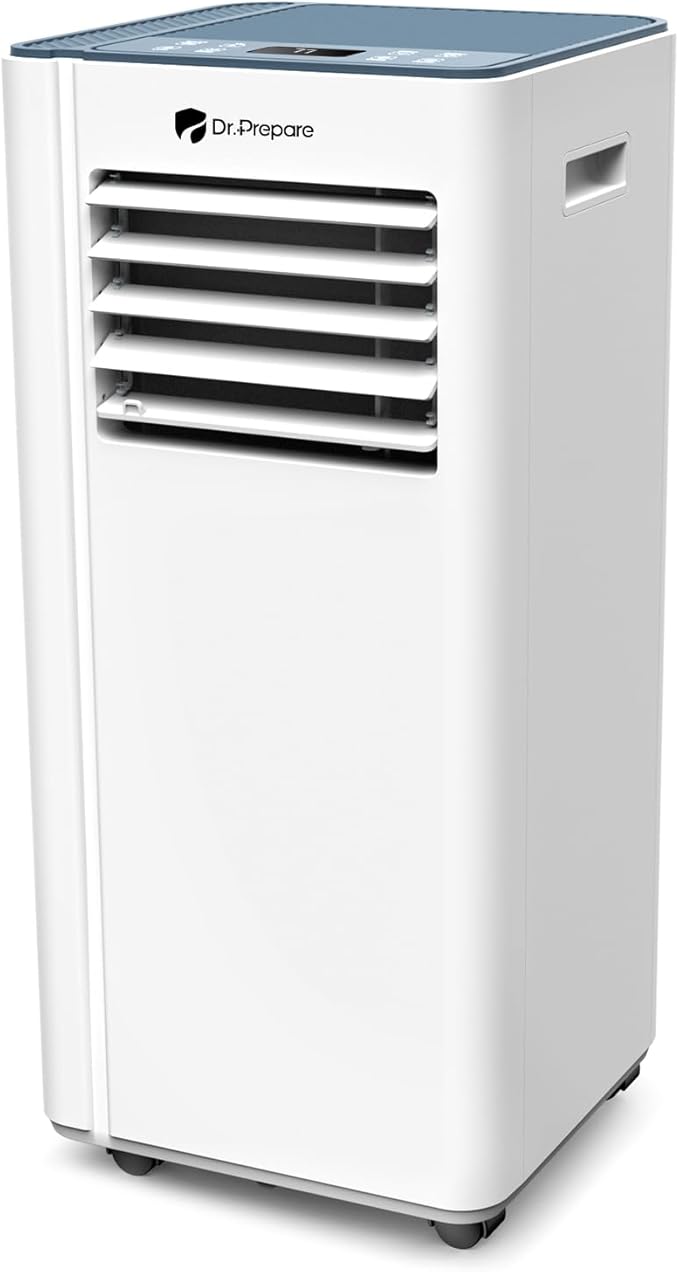 DR.PREPARE 8,000 BTU Portable Air Conditioner, Cooling, Dehumidifier, Fan & Sleep Modes 4-in-1 Portable AC w/Remote Control & 67'' Window Kit, Cools Up To 300 sq. ft, 1-24H Timers by DRPREPARE