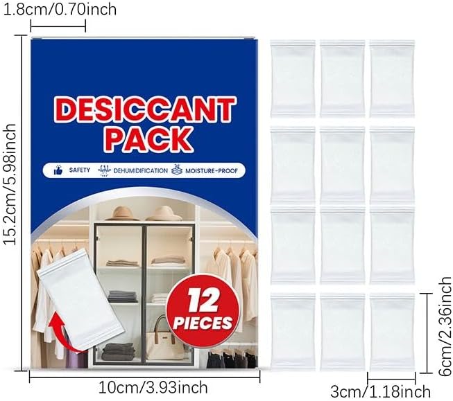 100g Rechargeable Desiccant Packs 12-Pack - Color Indicating Silica Gel Moisture Absorbers for Storage Bins, Closets, Cars Safes & 3D Filaments - Image 7