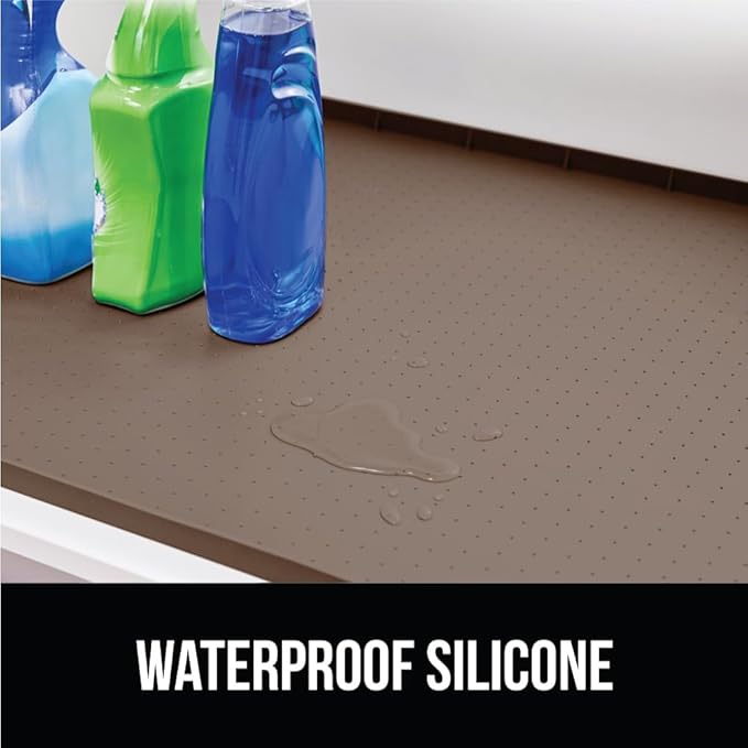 GORILLA GRIP Waterproof Silicone Under Sink Mat with Raised Lip for Kitchen and Bathroom, Cabinet Shelf Liner Stay in Place Mats Dishwasher Safe Drawer Liner, Organizer Tray, 15 x 22 in, Coffee - Image 3