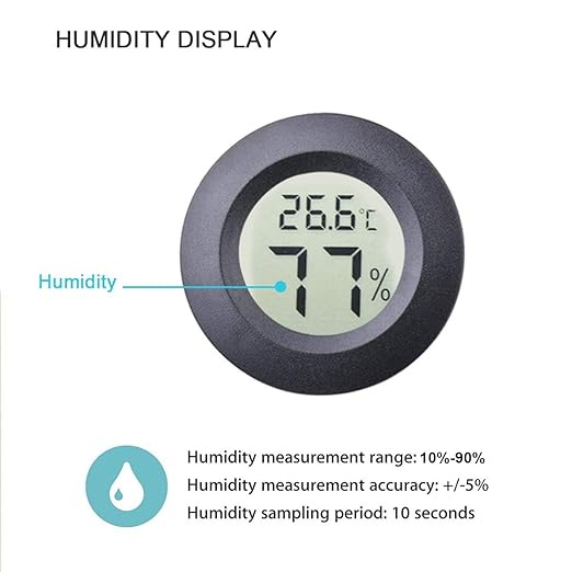4pcs Mini Hygrometer Thermometer Indoor Outdoor Round Humidity Meter Temperature Gauge Humidity Sensor Fahrenheit Switchable Celsius Monitor for Humidor Reptile Jars 3D Printer - Image 4
