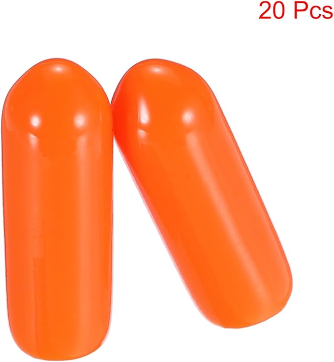 uxcell 20pcs Rubber End Caps 4mm(0.2") ID Vinyl PVC Round Tube Bolt Cap Cover Screw Thread Protectors,Orange - Image 2