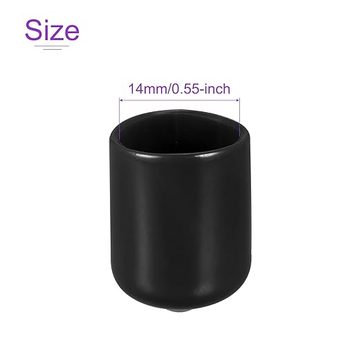 DMiotech 20 Pack 9/16" ID Black Screw Thread Protectors Rubber End Caps Bolt Covers for Screw Bolt Furniture Pipe - Image 4