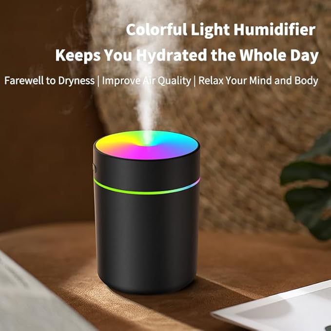180ml Portable Small Humidifier with Colorful LED Night Light, USB Personal Desktop Humidifier for Car Home Office Travel, Auto Shut-Off, 2 Mist Modes, Super Quiet - Image 5