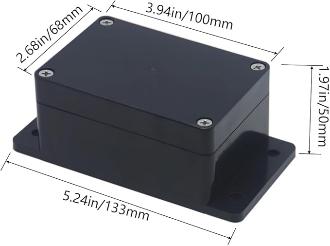2pcs Project Box ABS Black Electrical Boxes IP65 Outdoor Waterproof Box Electronic Junction Box Fixed Ear Power Enclosure with Cable Glands for DIY Project 3.94 x 2.68 x 1.97 inch - Image 3