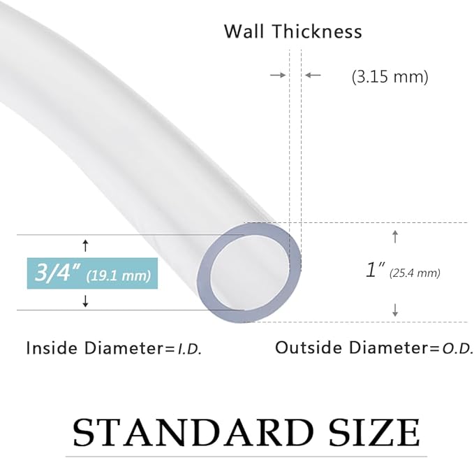 DAVCO 3/4" ID - 10 ft Clear Vinyl Tubing, Low Pressure Flexible PVC Tube, Heavy Duty UV Chemical Resistant Lightweight Plastic Vinyl Hose, BPA Free and Non Toxic, with 2 Stainless Clamps - Image 3