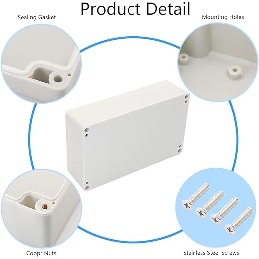Project Box IP65 Waterproof Junction Box ABS Plastic Electrical Boxes DIY Electronic Project Case Power Enclosure White 7.87x4.72x2.2 inch (200 x 120 x56 mm) - Image 5