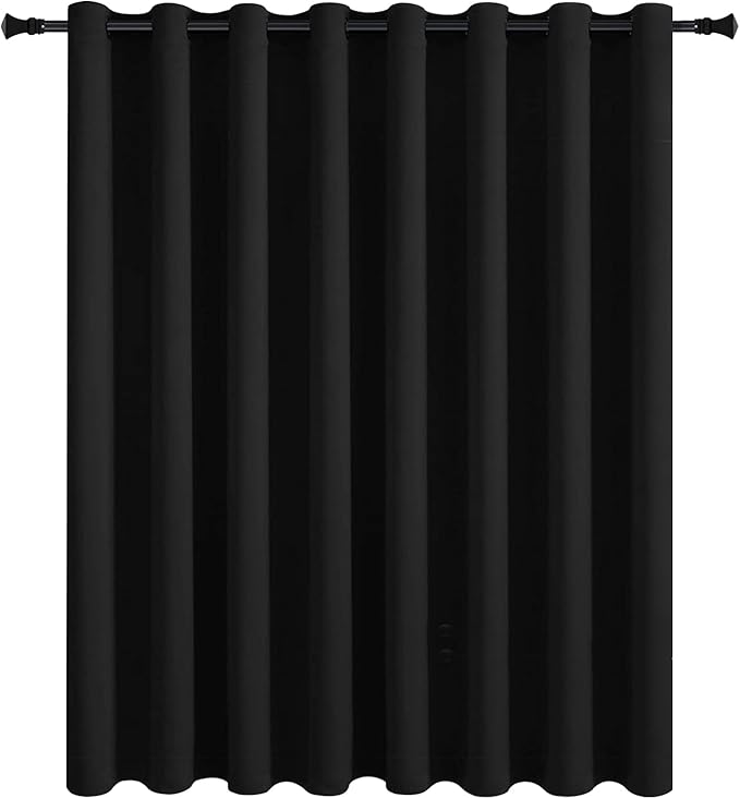 DWCN Blackout Curtain Panel for Bedroom - Thermal Insulated Energy Saving Grommet Blackout Drapery for Patio Door, Room Divider Big Long Curtain (Black, W12' by L9', 1 PC) - Image 7