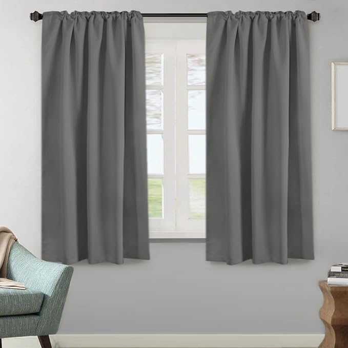 H.VERSAILTEX Blackout Curtains Thermal Insulated Window Treatment Panels Room Darkening Blackout Drapes for Living Room Back Tab/Rod Pocket Bedroom Draperies, 52 x 63 Inch, Bluish Gray, 2 Panels - Image 2