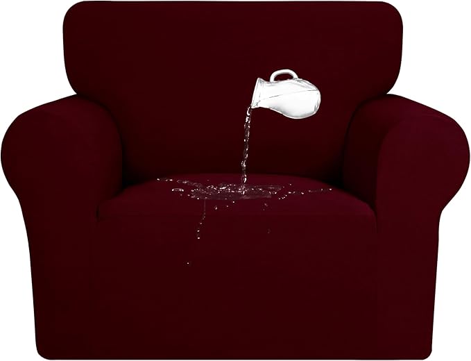 PureFit 100% Dual Waterproof Couch Cover Slipcovers for Couches and Sofas - Stretch Non Slip Fleece Sofa Covers Washable, Leakproof Furniture Protector for Kids, Pets, Dog (Chair, Wine) by PureFit