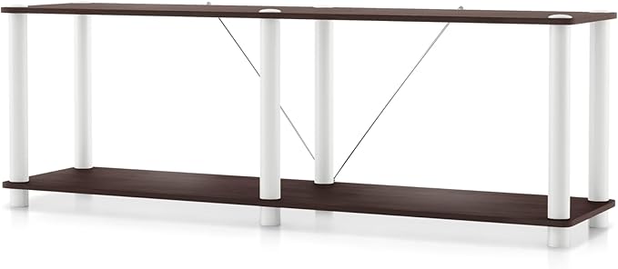 Homes: Inside + Out Apexa Modern 2-Tier Extra Wide Shelving Units, Collectibles Display Shelves, Easy Assembly Low Shelf, Home Storage Organizer for Living Room, Bedroom, Office, Espresso by HOMESInsideOut