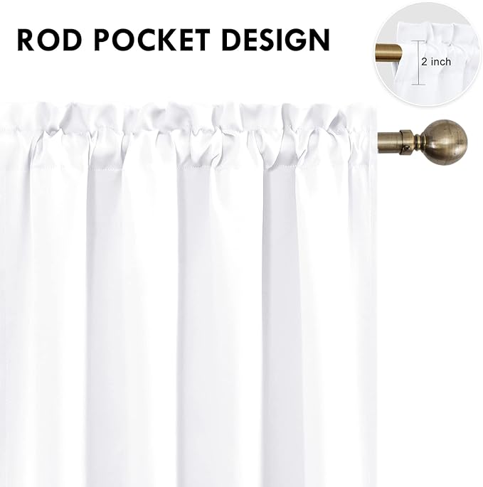 DWCN White Curtains for Living Room Thermal Insulated, 50% Light Blocking Curtains for Bedroom, Dining Room Window, W 52x L 84 Inch, Set of 2 Rod Pocket Curtain Panels - Image 4
