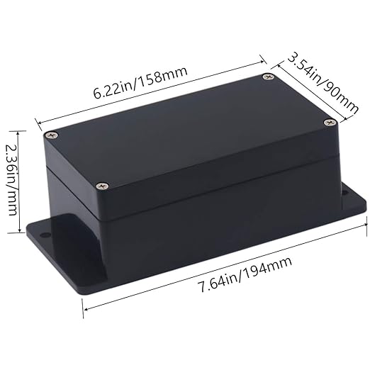 Junction Box IP65 Waterproof ABS Plastic Electrical Project Case Power Junction Boxes, Project Box with Fixed Ear Black 6.22x3.54x2.36 inch (158 x 90 x60 mm) - Image 2