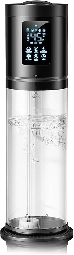 8L/2.1 Gal Humidifiers for Bedroom Large Room, 4 Levels Cool Mist Humidifier with Clear Tank, 7 Color Lights Essential Oil Diffuser with 16H Timer, Top Fill Air Humidifier for Home Plants Office by HumidifiersforLargeRoom