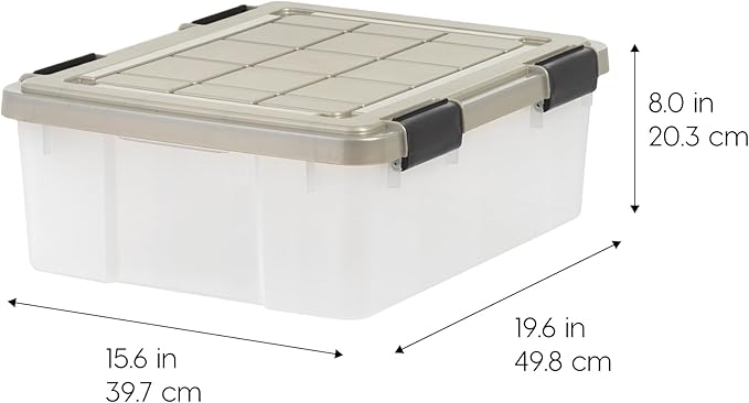 IRIS USA 27 Qt Storage Bins with Gasket Seal Lid, 3 Pack - BPA-Free, Heavy Duty Moving Containers Tight Latch, Weather Proof Tote, WEATHERPRO - Clear/Chrome - Image 2