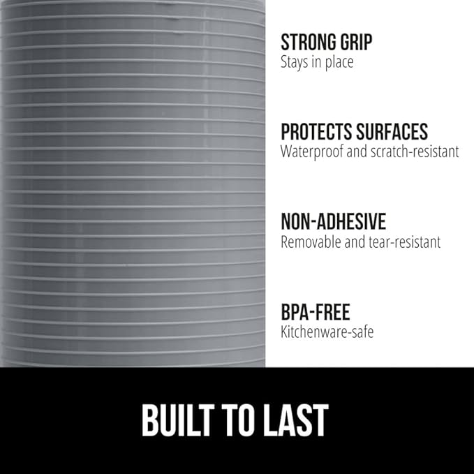 GORILLA GRIP DuraGuard Shelf Liner, Non-Adhesive Cabinet Liners for Kitchen Drawers, Shelves, Refrigerator, Pantry Storage, Bathroom Closet, Durable Waterproof BPA Free Ribbed Plastic, 17.5x10 Gray - Image 2