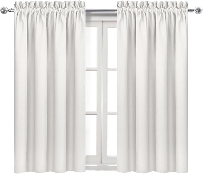 DWCN Blackout Curtains Thermal Insulated, Energy Saving & Noise Reducing Bedroom and Living Room Curtains, Ivory, W 42x L 54 Inch, Set of 2 Rod Pocket Curtain Panels - Image 9