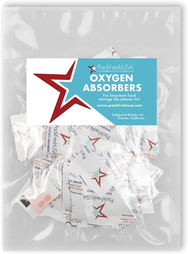 50cc Oxygen Absorber Packets with PackFreshUSA(™) LTFS Guide (250) by PackFreshUSA